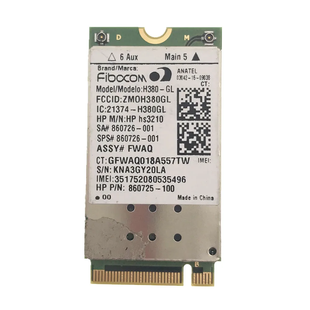 Карта флэш-памяти WWAN мобильный модуль M.2 860726-001 для HP ZBook 17 / 15 15u EliteBook 840 820 G4 G3 FIBOCOM