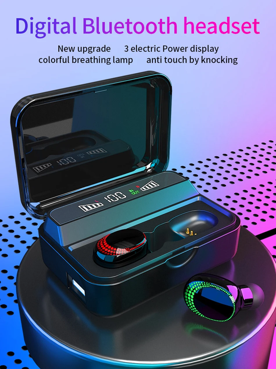 S590 TWS Wireless Headphones LED Display Touch Bluetooth 5 0 Earphone 3D Stereo Gaming Sport Headset Earbuds For Iphone Xiaomi