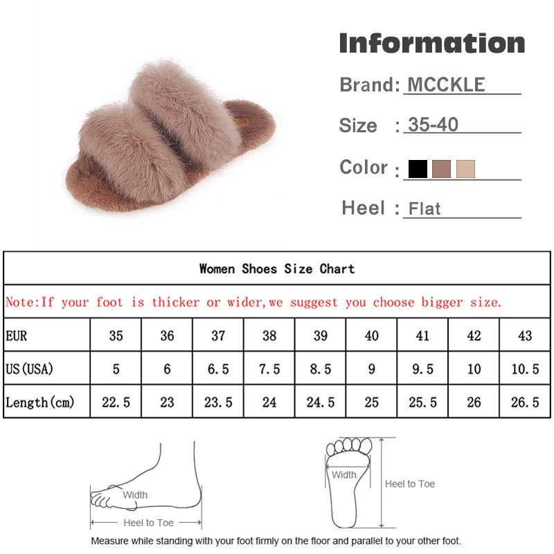 MCCKLE Women House Slippers Ladies Soft Bottom Winter Women's Shoes Short Furry Plush Woman Casual Female Fashion Home Footwear