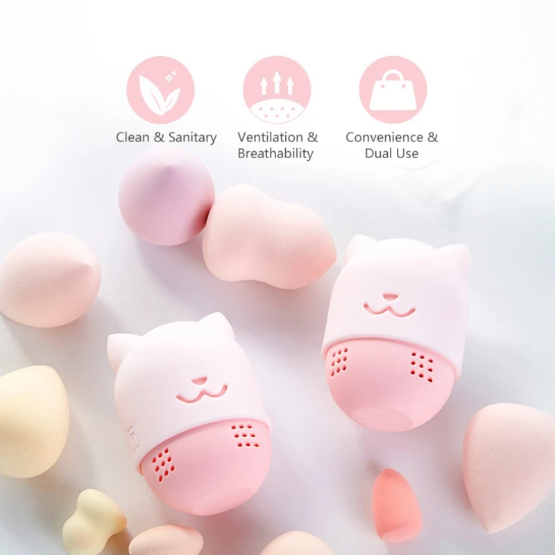 Силиконовый материал косметический пылезащитный чехол для переноски в форме кошки для макияжа яичная капсула горячая распродажа