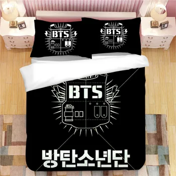 

High Quality Bed Item Product 3DBTS Fashion 3 Pieces Single Printing Bedcover Pillowcase Single Double Hotel Home Dormitory