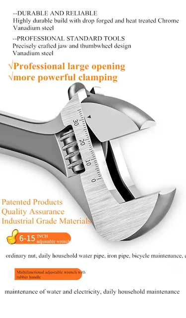 ADJUSTABLE Wrench, | 200mm(8) | , Drop-forged, Professional for Auto  Repair, General Assembly, Maintenance, Plumbing