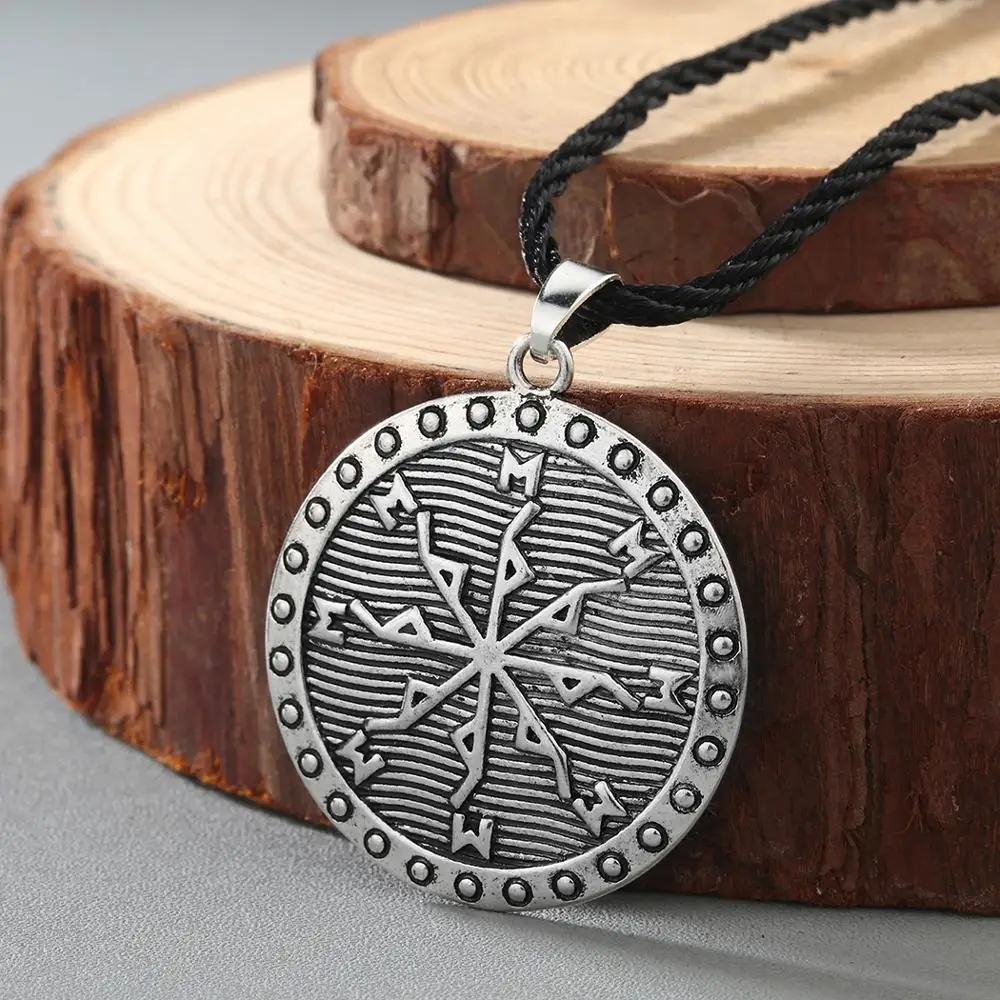 QIAMNI Gothic Norse Ancient Compass Vegvisir Vikings Amulet Runes Pendant Necklace Men Slavic Ethnic Norway Talisman Jewelry | Украшения и