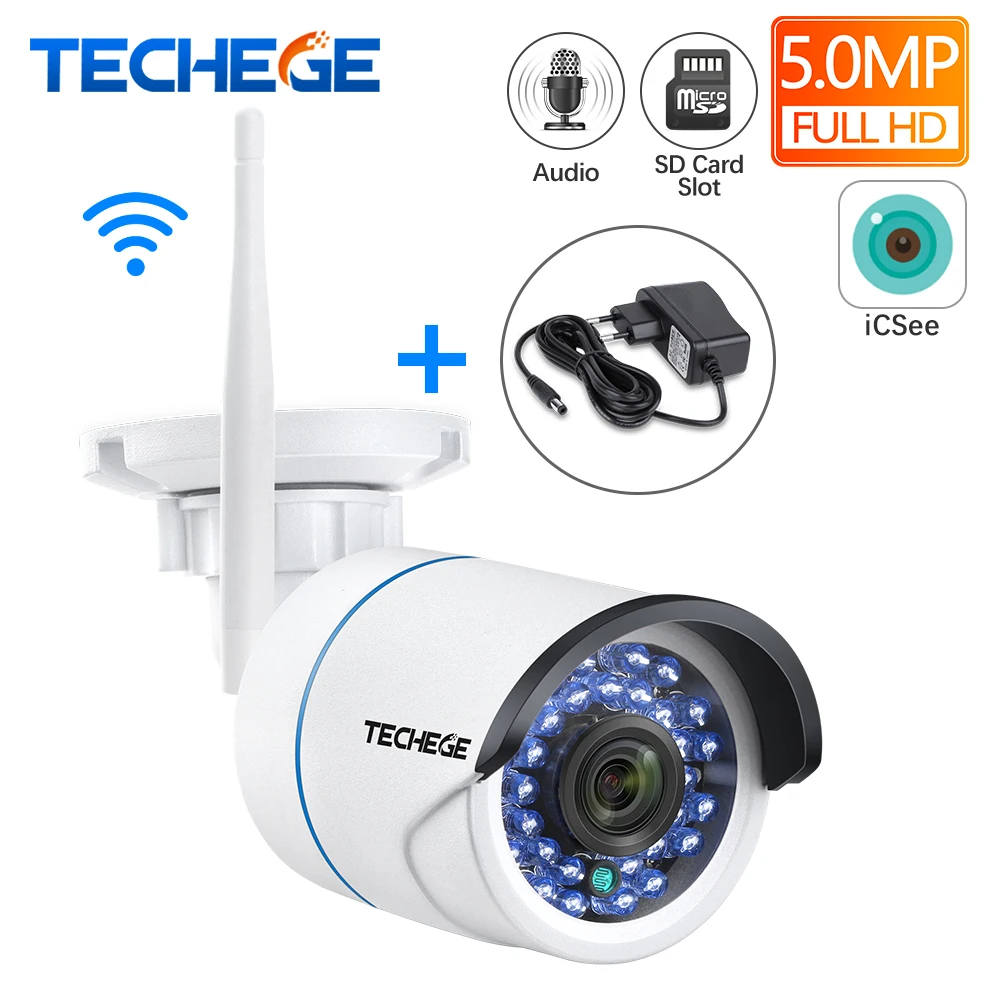  Techege HD 1080P Audio Senza Fili di Visione Notturna Wired Esterna del IP di Wifi Della Macchina F