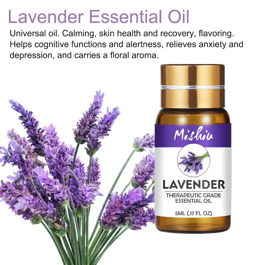 Mishiu Natural Essential Oil Water-soluble Lavender Tea Tree Peppermint Eucalyptus Lemongrass Rosemary Lemon Aroma Oil 5ML