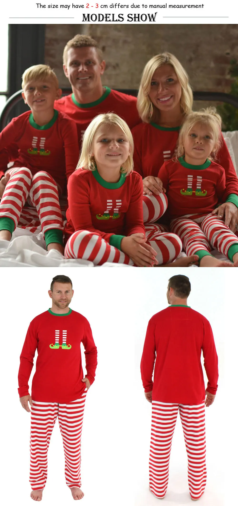 Рождественские пижамные наборы с круглым вырезом и длинными рукавами, топы штаны в полоску, повседневные Семейные пижамные костюмы с принтом для женщин, мужчин и детей