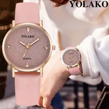 YOLAKO, брендовые кожаные женские часы, часы звездного неба, женские часы, женские аналоговые наручные часы, часы-браслет, Reloj Mujer