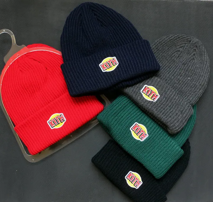 KITH Box с логотипом, зимние шапки бини для мужчин и женщин, женские Акриловые шапки с манжетами и черепами, вязаные хип-хоп Harajuku повседневные Шапки для улицы