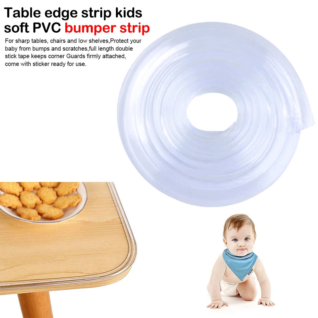 

1M Baby Safety Table Desk Edge Transparent Edge Corner Protection Strip Baby Collision Proof Edge Guards Soft Softener Bumper