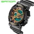 SANDA Mode Mannen Sport horlogues Водонепроницаемая Дигитальная Мужская Уличная Повседневная horlogues фосфоресцирующая светодиодный Kalender Stop Horloge Klok