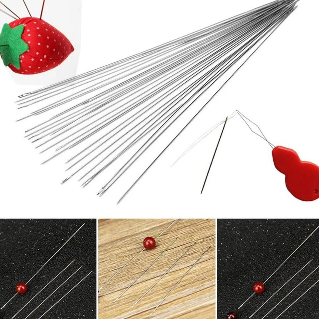 47Pcs Seed Beading Needles Extra Fine Thin Long Straight Needle Jewelry  Making with Needle Threaders Sewing Pin Cushion - AliExpress