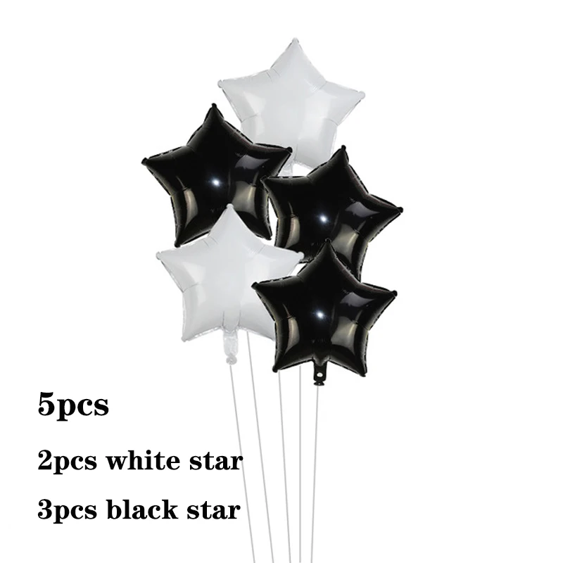 white black stars 5 шт./лот 18 дюймов Радуга розовое золото в форме сердца, звезды из алюминиевой фольги Воздушные шары на день рождения, свадьбу, девичьи вечерние украшения - Цвет: white black stars