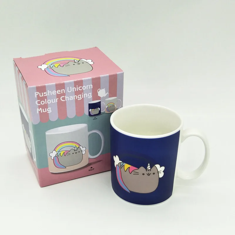 

Creative Magic Cute Cat Rainbow Mugs Heat Sensitive Color changing mug Cartoon Coffee Cup Ceramic Milk Drinkware For Office Gift