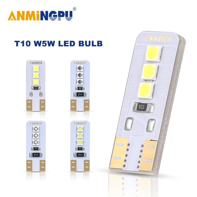 

ANMINGPU Signal Lamp Led T10 3030SMD T10 W5W Led Canbus Instrument Light Clearance Light Reading Lights Dome Light White 12V