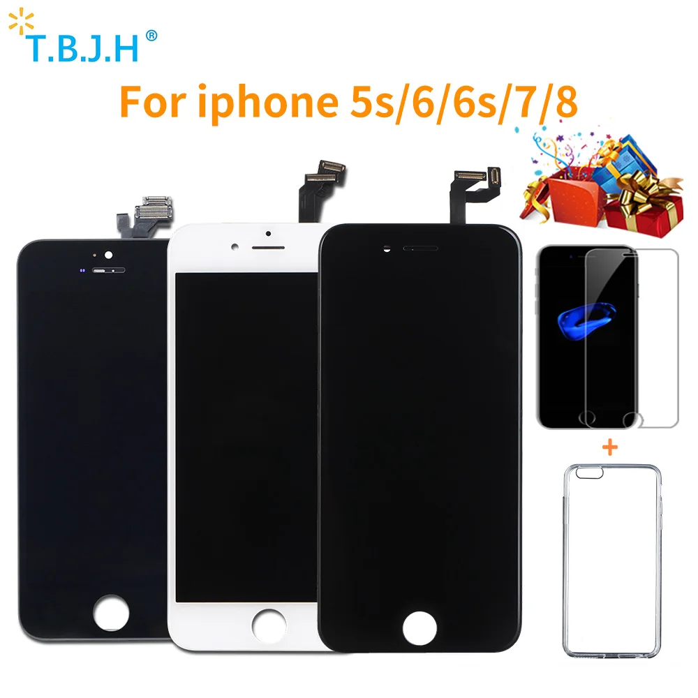 Top Quality LCD Display For iPhone 5s 6 Touch Screen Digitizer Assembly Replacement 8 6s 7+Tempered Film&ampTPU Case | Мобильные