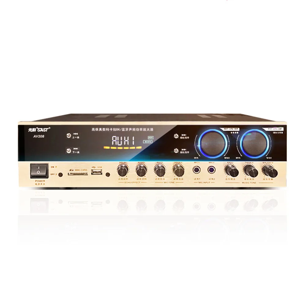 Av-208 с фиксированным сопротивлением 2,0 канал 300 Вт без потерь декодирование HIFI усилитель Bluetooth домашний усилитель мощности 360*90*250 мм