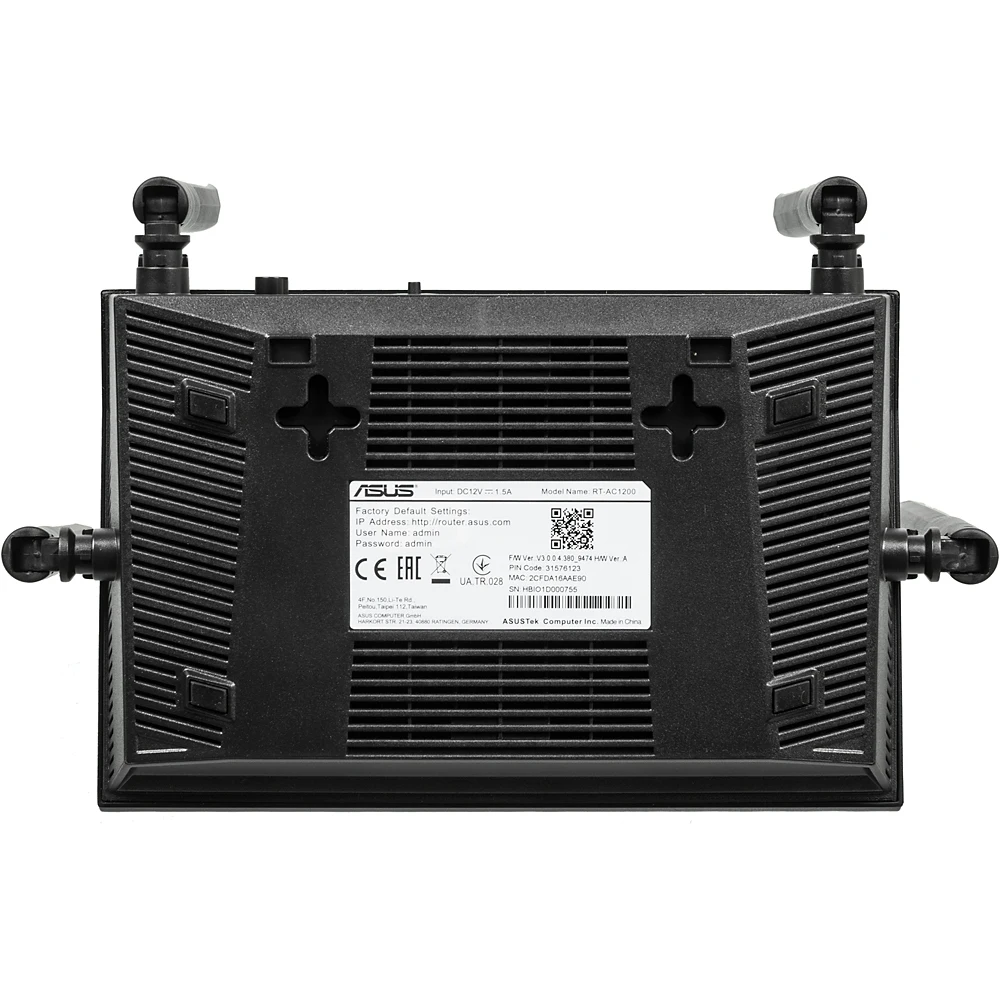 Беспроводной роутер ASUS RT-AC1200, черный