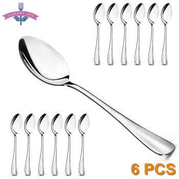 

6PCS Stainless Steel Creative Dessert Spoons Set Mirror Polished Flatware Set Dinnerware Set For Home Kitchen