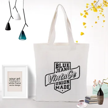 

Text type Handbag Canvas Shopping Bag Text DIY Tote Bag Daily Use Custom Print Logo Eco Ecologicas Reusable Recycle