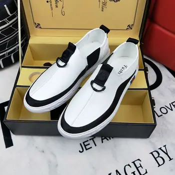 

Trend Leisure Time Leather Shoes Male Small White Shoes Genuine Leather Four Seasons Male Shoes Youth Set Foot Drive Shoe