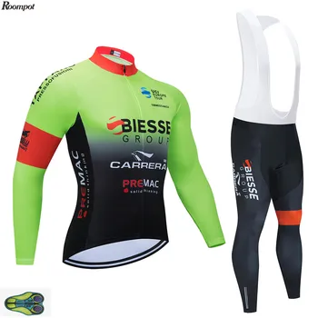 

2020 Pro Team Green Cycling Jersey Set Long Sleeve Maillot Ropa Ciclismo MTB Bike Wear Bicycle Jersey Set Clothing 20D Gel