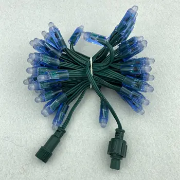 

50pcs/set bullet type DC5V addressable 12mm WS2811 RGB led smart pixel node;all GREEN 18AWG wire,IP68