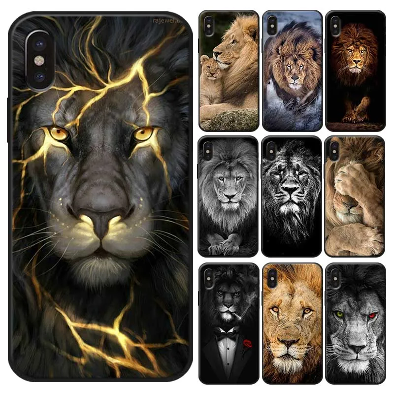For iPhone 11 11pro pro max X XS MAX XR 7 8 6 6S plus 5S SE Soft silicone Cover Phone Case Lion Alpha Male Cub animal | Мобильные