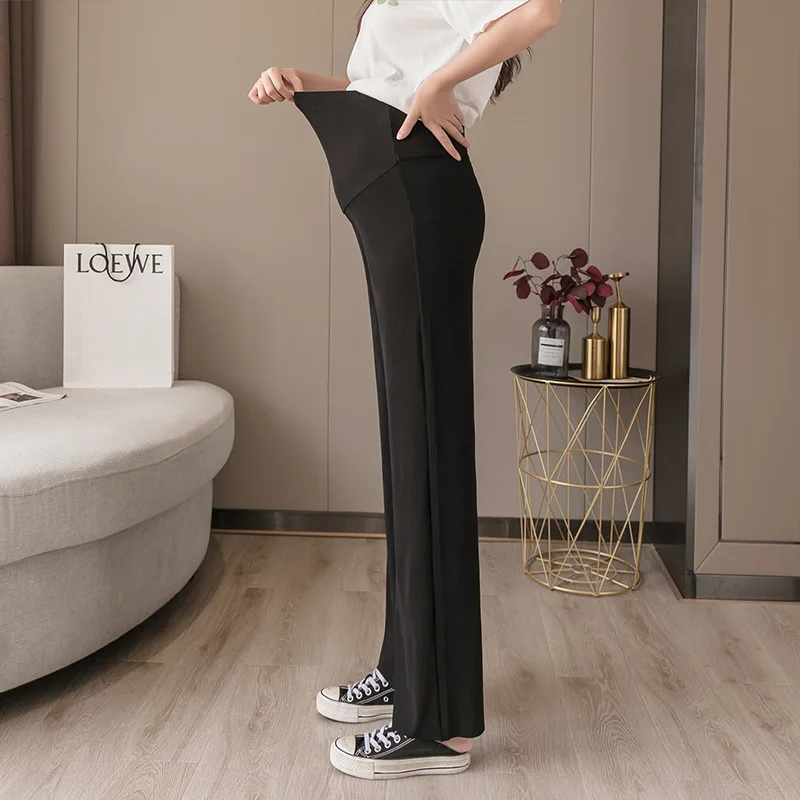 Maternity Pants Pregnant Women Summer Thin Wide Leg Pants Loose Maternity Abdomen High Waist Trousers Pregnancy Full Length Belly Pants