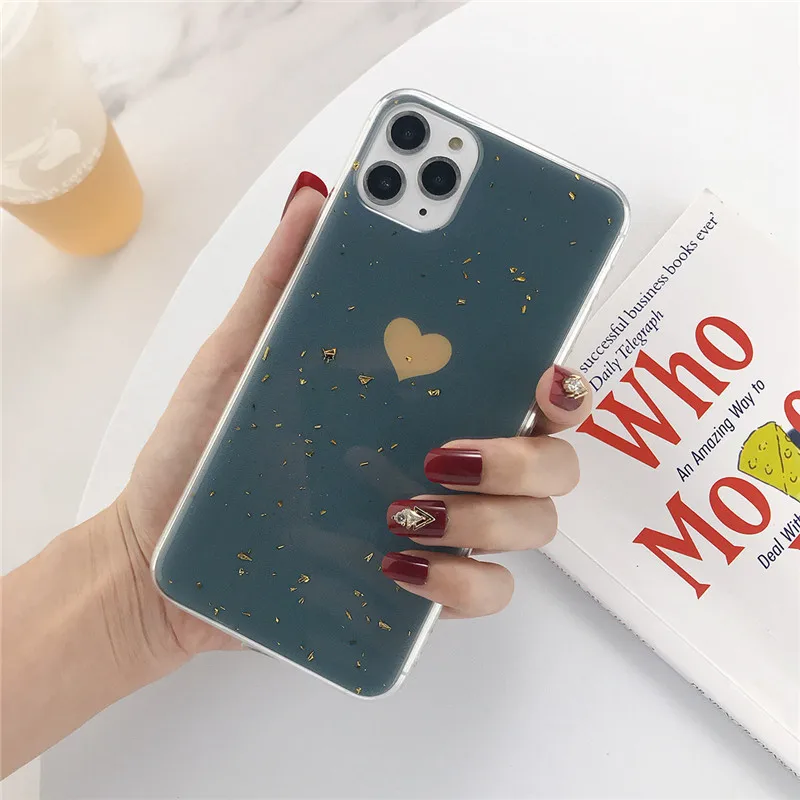 Lovebay, сплошной цвет, лазерное сердце, чехлы для телефонов iPhone 11, 11Pro, XS Max 6, 6 S, 7, 8 Plus, X, XR, мягкий, симпатичный, из ТПУ, задняя крышка, чехол, подарки - Цвет: AC8513BE