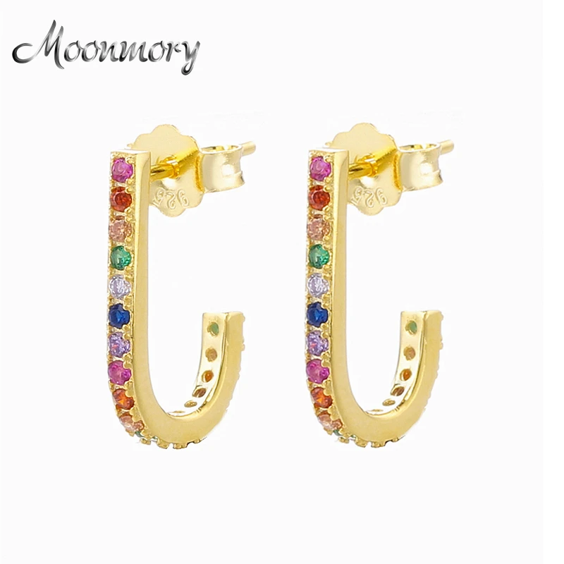 

Moonnory Fashion Jewelry 925 Sterling Silver Letter J Drop Earrings For Women Colorful Crystal Wedding Earring Gold Brincos