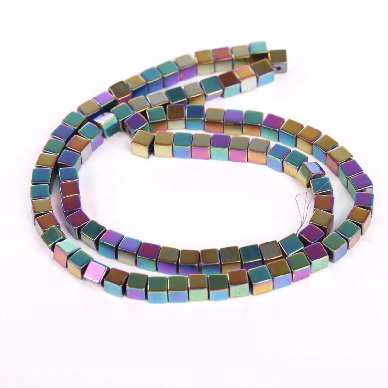 16-100-P34cs-Hematite-Square-Cube-Metallic-Spacer-Beads-Findings-4x4mm