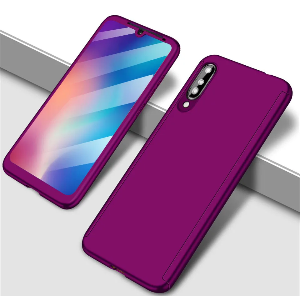 Purple 360 Полное покрытие противоударный чехол для телефона для Xiaomi Mi 9 Защитная крышка для Xiaomi Mi 8 SE Lite 6 6X CC9E A1 A2 A3 чехол Whit Стекло - Цвет: Purple