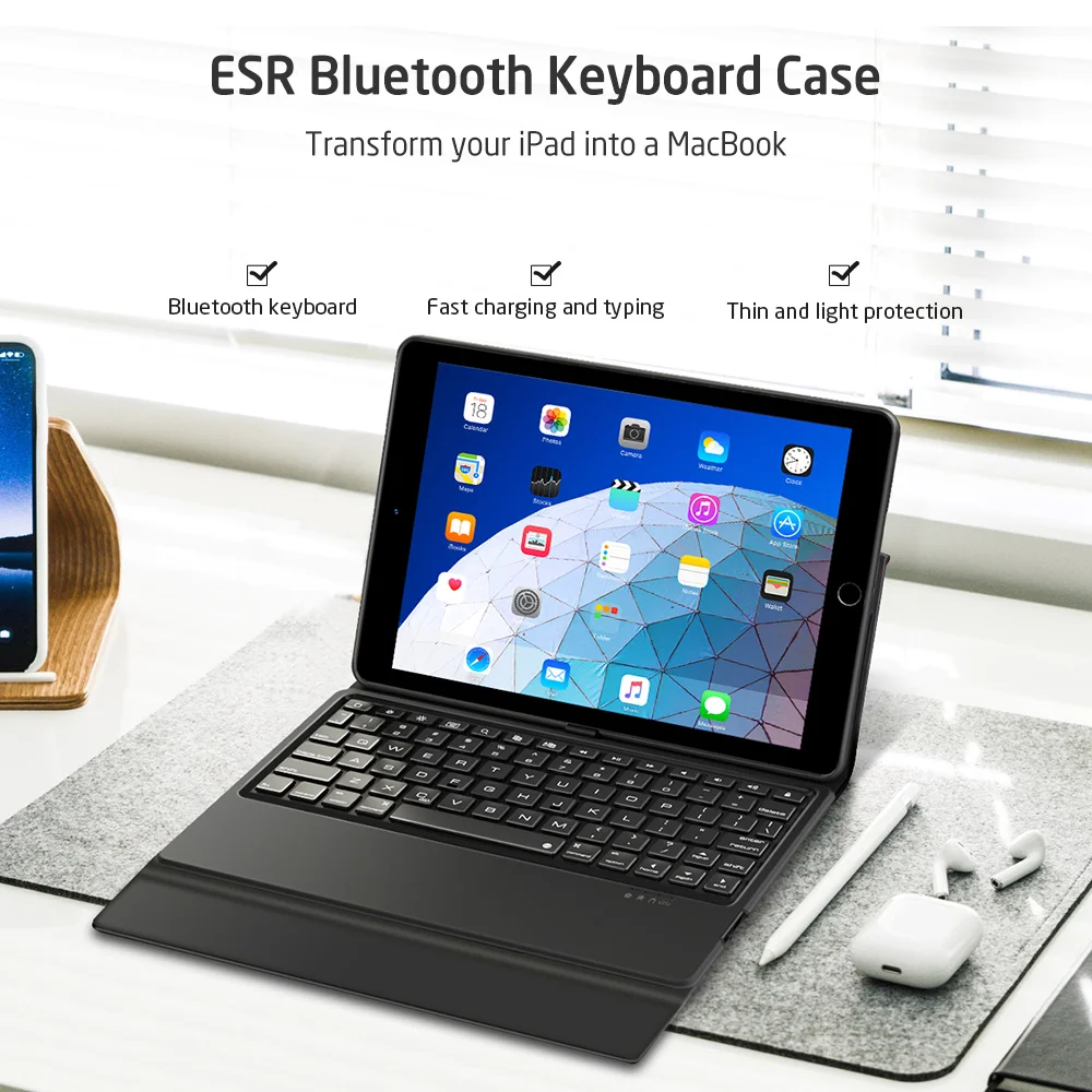 Чехол с беспроводной клавиатурой ESR Bluetooth для iPad 12 9 дюйма Pro 2018/2017 умный флип чехол