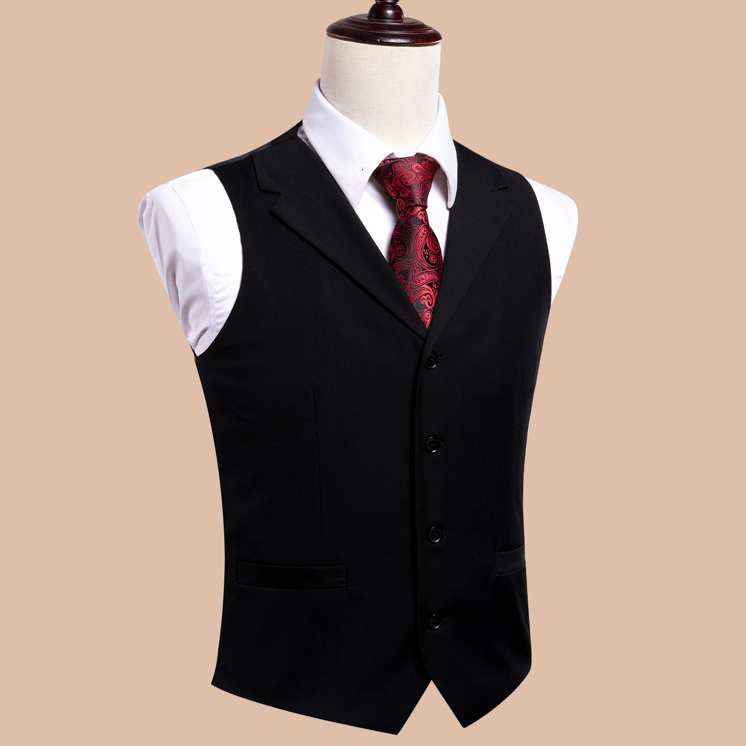 Hi-Tie Luxury Silk Mens Suit Vests Black Plain Jacquard Waistcoat Men Vest Gold Red Purple Tie Hanky Cufflinks Set for Male Gift men blazer