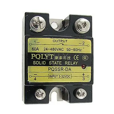 

DC to AC Single Phase Solid State Relay SSR-60DA 60A 3-32VDC 24-480VAC