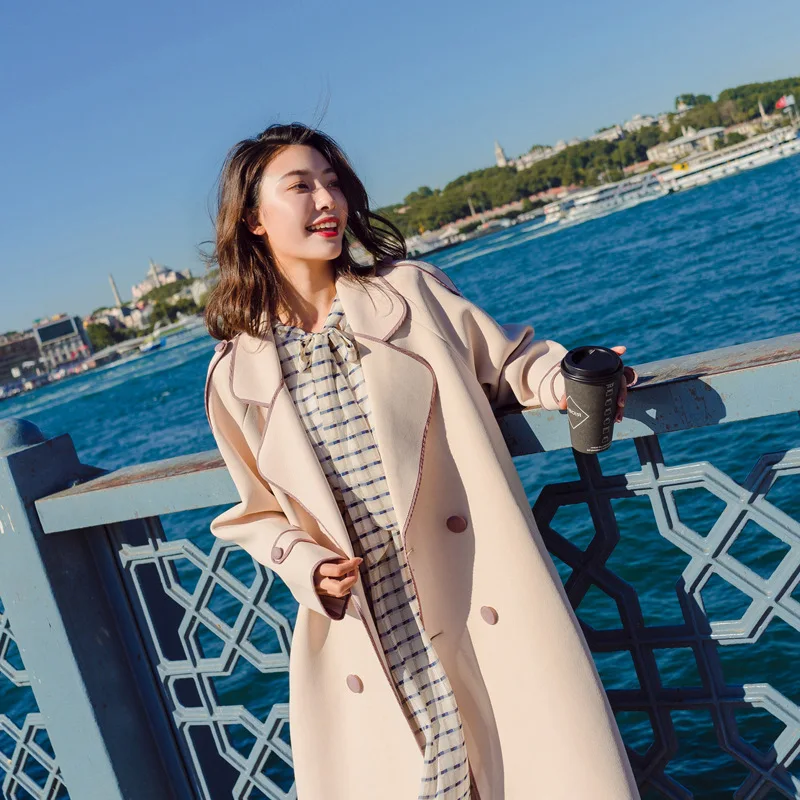 

Drape Trench Coat Women's Mid-length 2019 Spring Clothing New Style Loose And Plus-sized Popular Short-height Spring Thin Coat