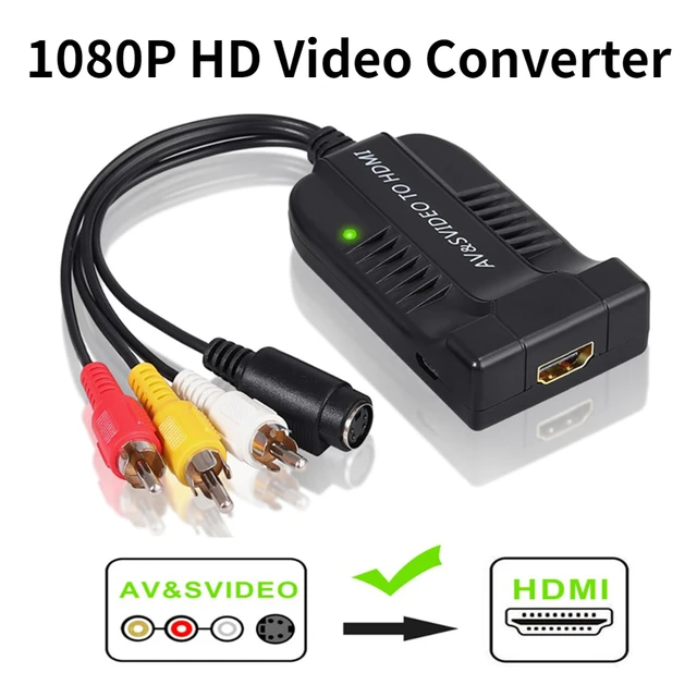 Adaptador RCA s-video a HDMI, convertidor con Cable USB para HDTV