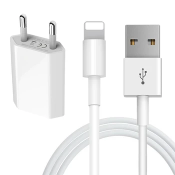 

Original USB Cable EU Charger For iPhone 11 Pro 5 6S 6 7 8 Plus X XR XS Max SE 1m USB Charging Cable EU Plug Travel Wall Charger