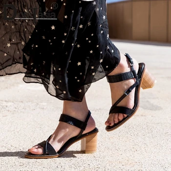 

DORATASIA Office Lady High Quality All Genuine Leather Sandals High Heels Office Sandals Women Solid Elegant Heels Shoes Woman