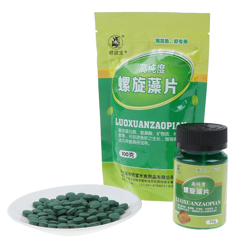 100/50g Spirulina Flakes Spirulina Catfish Tropical Veggie Algae Wafers Bulk Fish Food Feed Flakes Shrimp Food Aquarium