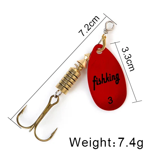 FISH KING Spinner Bait 3.9g 4.6g 7.4g 10.8g 15g Spoon Lures pike Metal With Treble Hooks Arttificial Bass Bait Fishing Lure as photo