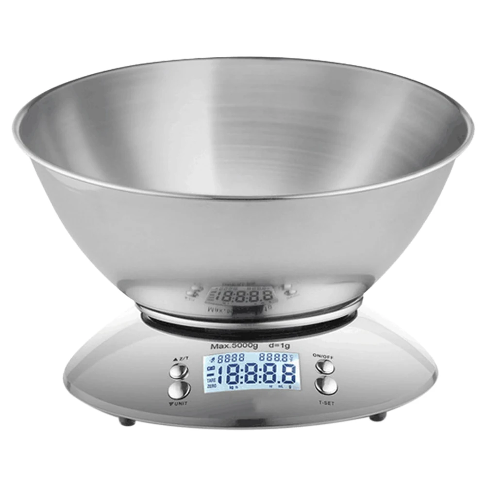 Removable Baking Alarm Clock With Bowl Cooking Food Battery Powered Multifunction Stainless Steel Kitchen Scale Home LCD Display