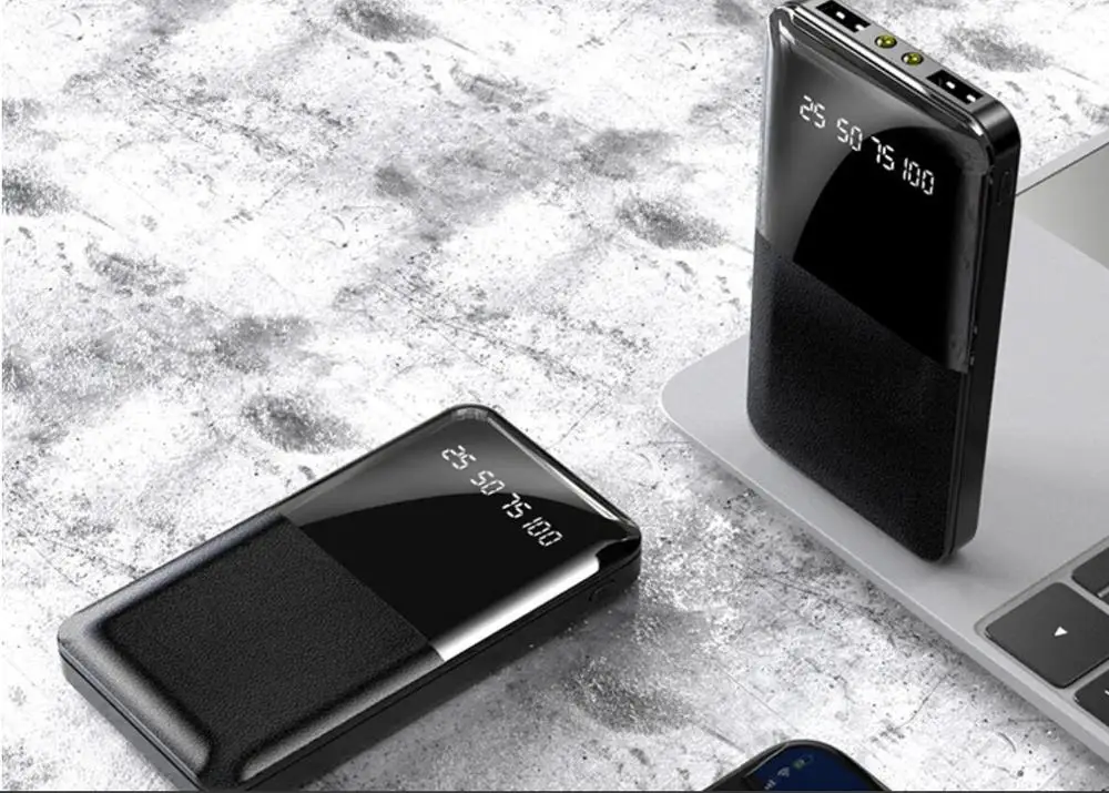 10000 мАч power Bank для Xiaomi mi iPhone huawei mi ni Pover Bank светодиодный портативное зарядное устройство с дисплеем Внешняя батарея Poverbank Быстрая зарядка - Цвет: Черный