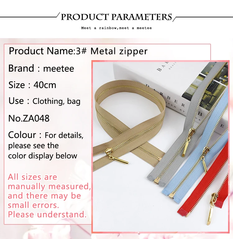 Meetee 10 шт. металлическая молния 3#40/50/60/70 см, открытый конец молния для шить сумки кошелек пуховик, куртка, юбка, Костюмы швейные принадлежности ZA048