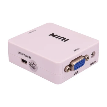 

Portable VGA HD Mini VGA to HD Converter 1080P Audio Adapter Connector Notebook PC HDTV Projector