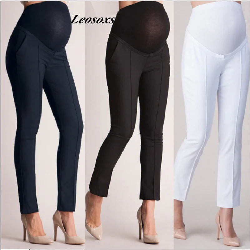 Pantalones de maternidad suaves y delgados para mujeres embarazadas, Leggings de cintura ajustable, ropa de embarazo, pantalones de maternidad