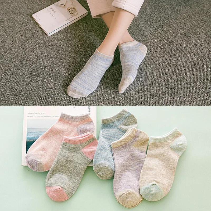 5 пар носков в стиле пэчворк женские носки-лодочки невидимые хлопковые носки для