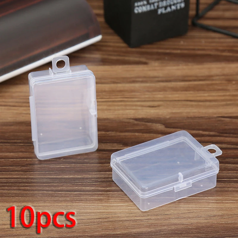 10Pcs Mini Transparent Plastic Small Box Hook Jewelry Earplug Storage Box DIY Cross Stitch Sewing Supplies Storage Box Container electrician tool bag