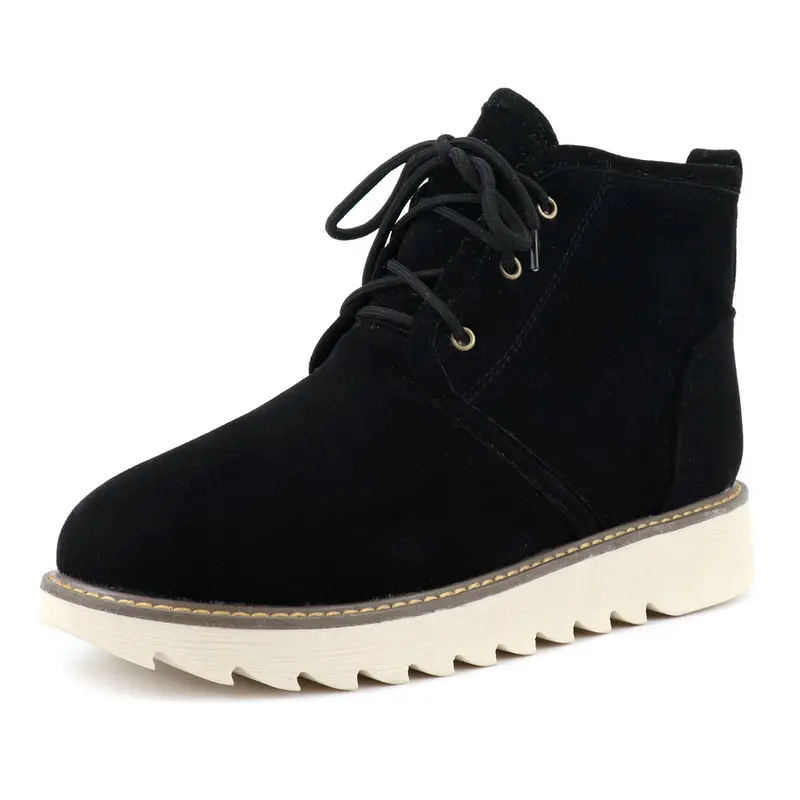 

LDHZXC Women Boots Platform Heels PU Leather Short Plush Snow Boots High Heels Ankle Boots Round Toe Ladies Boots Size 34-43