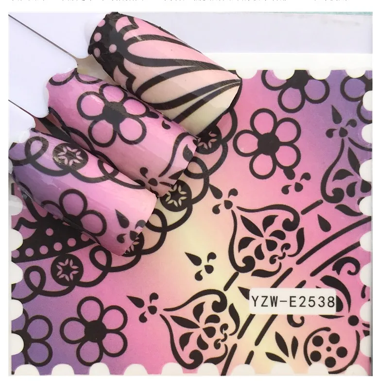 

1 Sheet Nail Water Decals Stamp Designs Full Water Transfer Sticker 9 Patterns Nail Art Sticker Decoration Natural Stamp Sticker